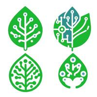 set van groene eco iconen vector