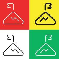 berg vector icoon, schets stijl icoon, van avontuur pictogrammen verzameling, geïsoleerd Aan rood, geel, wit en groen achtergrond.