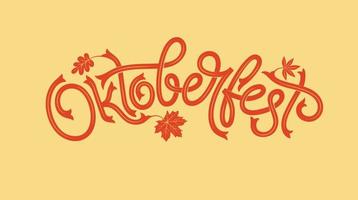 oktoberfest logo met esdoornblad. bierfestival vectorbanner. illustratie van Beiers festivalontwerp met bloemenkroon. vector belettering voor logo, poster, kaart, briefkaart, banner.