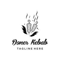 doner kebab logo ontwerp met creatief uniek premie vector