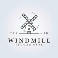 logo van windmolen, lijn kunst stijl gemakkelijk minimaal windmolen vector illustratie ontwerp