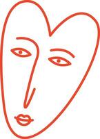 retro helder groovy hart met schattig gezicht, illustratie van speels liefde harten vector