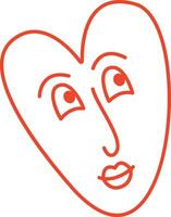 retro helder groovy hart met schattig gezicht, illustratie van speels liefde harten vector