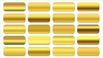 goud helling structuur pak. glimmend gouden metaal folie helling set, vector illustratie