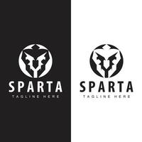 spartaans logo, barbaar krijger insigne ontwerp gemakkelijk silhouet spartaans oorlog helm vector