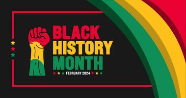 Afrikaanse Amerikaans zwart geschiedenis maand kleurrijk belettering typografie met protest macht sterk hand- verheven achtergrond gevierd februari in Verenigde staat en Canada. juneteenth onafhankelijkheid dag. kwanzaa vector