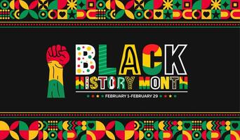 Afrikaanse Amerikaans zwart geschiedenis maand kleurrijk belettering typografie met neo meetkundig naadloos patroon achtergrond. juneteenth onafhankelijkheid dag. kwanzaa. gevierd februari in Verenigde staat en Canada. vector