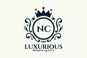 eerste brief nc Koninklijk luxe logo sjabloon in vector kunst voor luxueus branding vector illustratie.