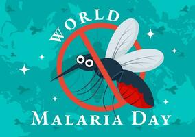 wereld malaria dag vector illustratie Aan april 25 met aarde beschermde van muggen naar vermijden mug bijt in gezondheidszorg vlak tekenfilm achtergrond