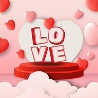 Valentijnsdag dag uitverkoop. 3d liefde, voor achtergrond, spandoek. vector illustratie