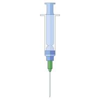 lege spuit voor vaccin of medische injecties, pictogram in een vlakke stijl geïsoleerd op een witte achtergrond. vector