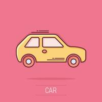 auto icoon in grappig stijl. auto- auto vector tekenfilm illustratie pictogram. auto bedrijf concept plons effect.