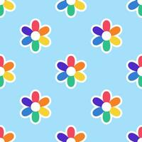 bloem met lgbt vlag. naadloos patroon met regenboog gekleurde bloem. lgbt sticker in tekening stijl. lgbtq, lgbt trots gemeenschap symbool. vector illustratie.