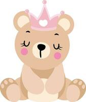 prinses teddy beer zittend met kroon vector
