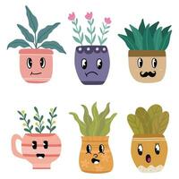 illustratie bloem vaas emoticon sticker vector