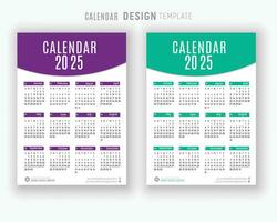 vector 2025 kalender ontwerp sjabloon voor gelukkig nieuw jaar ontwerper