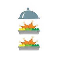 dankzegging pictogrammen. herfst elementen met gebraden kalkoen. pompoen, pelgrim hoed, taart, groenten, vruchten. herfst vakantie seizoen. vector illustratie