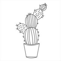 single lijn kunst tekening doorlopend hand- getrokken cactus illustratie huis fabriek in een pot tekening vector stijl