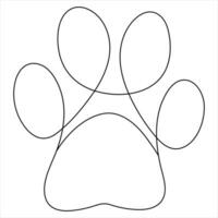 doorlopend een lijn kunst tekening huisdier hond en kat poot voet afdrukken schets vector kunst illustratie