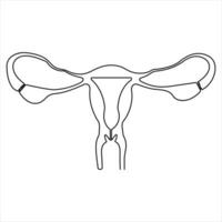 doorlopend een lijn hand- trek vrouw dag schets vector kunst illustratie vrouw voortplantings- baarmoeder
