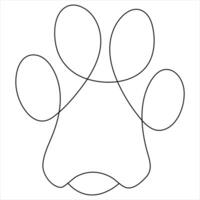 hond of kat voet afdrukken illustratie doorlopend single lijn kunst tekening dier poot icoon schets vector