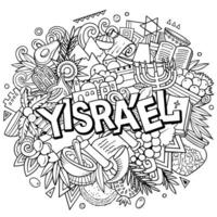 Israël Israël hand- getrokken tekenfilm doodles illustratie. grappig reizen ontwerp. vector