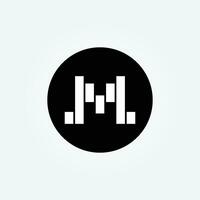 brief m muziek- logo verzameling met helling stijl vector