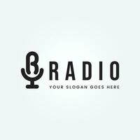 podcast radio logo ontwerp Aan brief r ontwerp gebruik makend van microfoon sjabloon vector illustratie