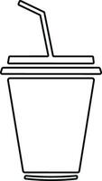 beschikbaar plastic koffie of thee kop of glas met rietje icoon vector. verkoudheid drinken glas in lijn stijl. vector