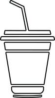 beschikbaar plastic koffie of thee kop of glas met rietje icoon vector. verkoudheid drinken glas in lijn stijl. vector