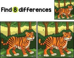 tijger dier vind de verschillen vector