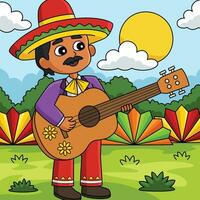cinco de mayo Mexicaans jongen met gitaar gekleurde vector
