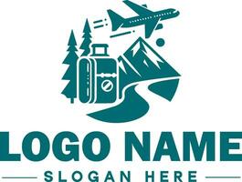 reizen logo toerisme logo avontuur, tour, buitenshuis, camping, berg, jacht, hiking, reizen logo icoon ontwerp bewerkbare vector