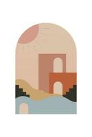 abstract landschap kunst poster. midden eeuw achtergrond illustratie vector