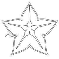 enkele doorlopende lijntekening van hele gezonde biologische starfruit voor de identiteit van het boomgaardlogo. vers sterfruitconcept voor tuinpictogram. moderne één lijn tekenen grafisch ontwerp vectorillustratie vector