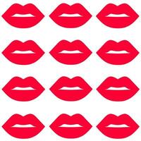 helder rood lippen. lippen patroon Aan wit achtergrond. mode modieus achtergrond. voor ontwerp, afdrukken, textiel, stoffen, achtergronden, omhulsel en liefde logo's. vector illustratie