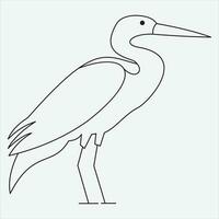 een lijn hand- getrokken reiger schets vector illustratie kunst