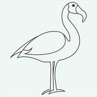 een lijn hand- getrokken reiger schets vector illustratie kunst