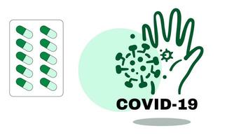 coronavirus ziekte covid-19 infectie medisch met typografie en kopiëren ruimte, gedetailleerd vlak vector illustratie.