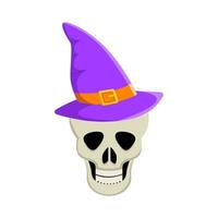 spookachtig hoed heks in schedel illustratie vector