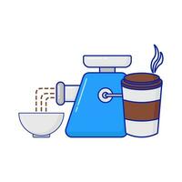 Slijper koffie, kom met kop koffie drinken illustratie vector