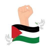 hand- met duif in vlag Palestina illustratie vector