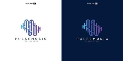 pulse muziek- speler logo element. logo sjabloon elektronisch muziek, gelijkmaker, op te slaan, audio Golf logo ontwerp concept. vector