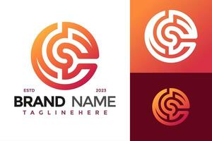 brief cs of sc lijnen elegant logo ontwerp vector symbool icoon illustratie