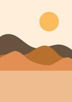 abstract hedendaags esthetisch achtergronden landschappen reeks met zonsopkomst, zonsondergang, nacht. boho muur decor. midden eeuw modern minimalistische kunst afdrukken. vlak ontwerp. abstract berg landschap achtergrond vector