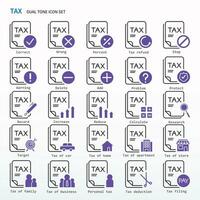 belasting icoon reeks - dubbel pictogrammen. dezelfde net zo belasting, boekhouding, controle, belastingen, vat, bank, geld. vector