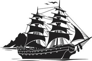 wijnoogst zeeman zwart oude schip oude maritiem vector schip embleem