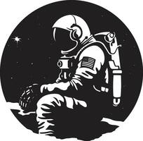 nul zwaartekracht voorloper zwart ruimte logo interstellair Pathfinder astronaut helm icoon vector