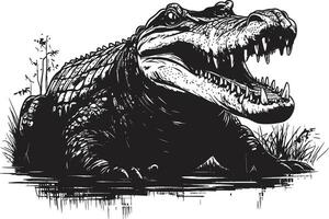 roofdier s rijk zwart vector alligator alligator Gezag logo in zwart vector