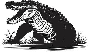 op de loer soeverein vector alligator icoon rivier- voogd zwart alligator embleem ontwerp